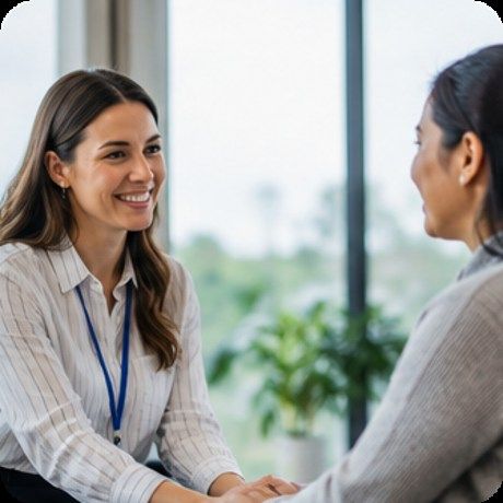 A clinician meeting with a client